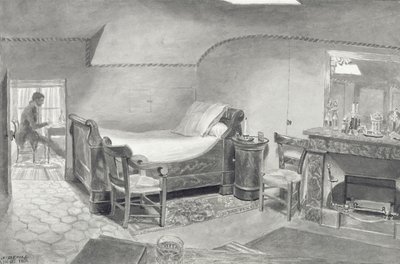 Egy párizsi művész tetőtéri belső tere, 1830 körül (toll és szépia tinta és szépia wc papíron) alkotó: French School