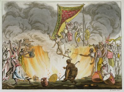 Egy indiai özvegy halálra ég a férje testével, egy Indiáról szóló könyv 30. táblája, vésette Gaetano Zancon (1771-1816) alkotó: French School