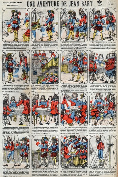 Jean Bart (1650-1702) francia magánember kalandja. Epinális képalkotás a 19. század végéről. alkotó: French School