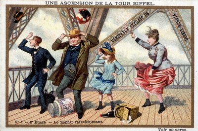 Feljutás az Eiffel-toronyra: a 2. emeleten egy üdítő zefír - chromo. Liébig, deb. 20. század alkotó: French School