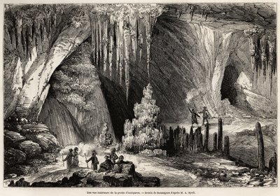 A Kikládok szigete, Antiparos barlangjának belső nézete, Emile Rouargue (1895-1865 körül) rajza, E.A.Spoll 1859-es antiparosi barlanglátogatásának illusztrálására. Metszet a "Le tour du monde" 1861-es számában. Selva gyűjteménye. alkotó: French School