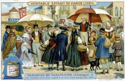 Egy orvietai kereskedő (sarlatán) egy németországi kisváros vásárára telepített - Liébig reklámcímke, v.1900 alkotó: French School