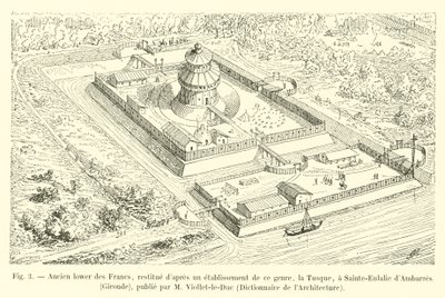 A frankok egykori alsó része, egy ilyen létesítmény, a Tusque után restaurálva Sainte-Eulalie dAmbarres-ban, Gironde-ban, kiadó: M Viollet-le-Duc, Dictionnaire de lArchitecture alkotó: French School