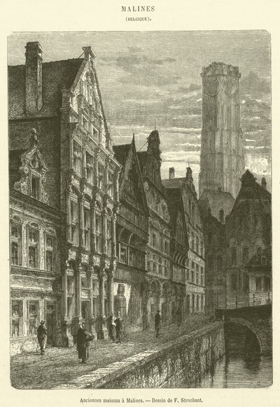 Régi házak Mechelenben (metszet) alkotó: French School