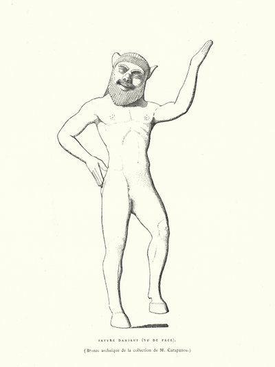 Egy táncoló szatír ókori görög bronz alakja (metszet) alkotó: French School