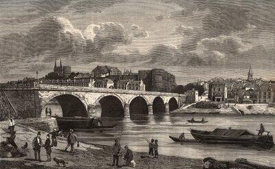 Angers - Maine-et-Loire a Pays de la Loire régióban - metszet a „France illustree: földrajz, történelem, statisztikai adminisztráció” nyelven V.-A. Maláta-barna. 1884 alkotó: French School