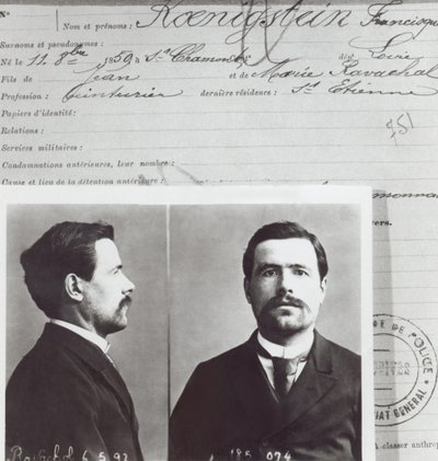 Francois Claudius Koenigstein antropometrikus formája, az úgynevezett Ravachol (1859-92), alkotó: French School