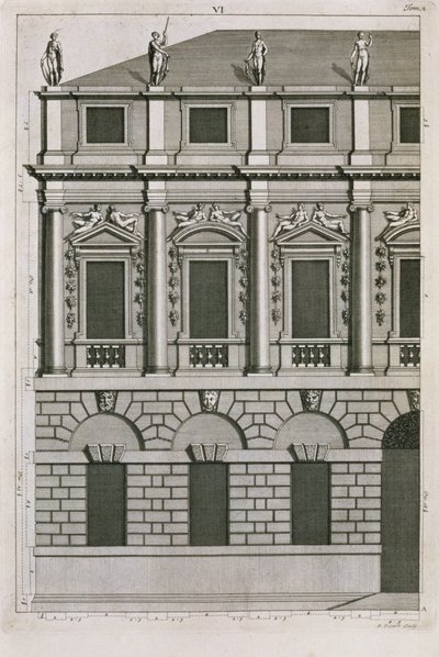 Bernard Picart (1673-1733) metszett, palladi arányokat bemutató építészeti terv 1716 körül alkotó: French School
