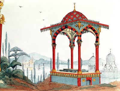 Építészeti vázlat Törökországban, 19. század végén (toll és tinta és színes papíron) alkotó: French School
