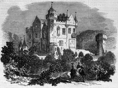 Építészet: az Abbotsford kastély külső képe (1824), ahol Walter Scott író élt. Skócia alkotó: French School