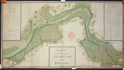 Sas van Gent és Fülöp-szigetek környéke, Hollandia, 1747 (toll, tinta és WC papíron) alkotó: French School