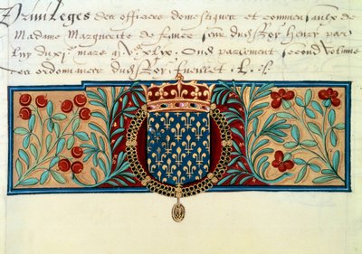 Armes de France (a Szent Michel (Saint Michel) rend nyakláncával körülvéve, felette a királyi korona) alkotó: French School