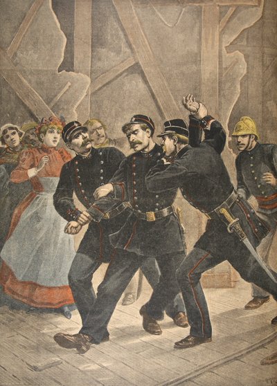 Egy városi őrmester letartóztatása, illusztráció a Le Petit Journalból: Supplement illustre, 1898 alkotó: French School