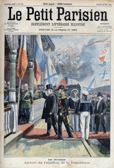 Emile Loubet (1838-1929) francia köztársasági elnök érkezése Oroszországba, a „Le petit Parisien”-ba. alkotó: French School