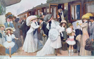 A férjek érkezése vonattal, 1908 alkotó: French School