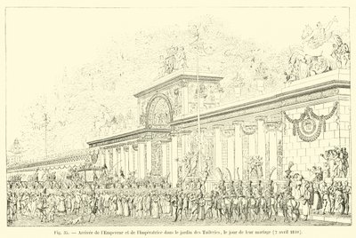 A császár és a császárné érkezése a Tuileries-kertbe, esküvőjük napján, 1810. április 2-án alkotó: French School