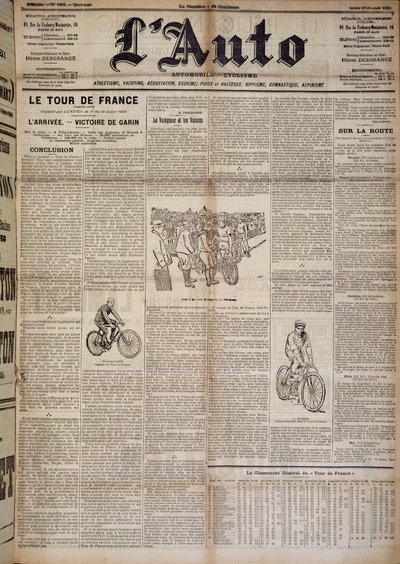 Cikk Franciaország első fordulójának megérkezéséről – az 1903.07.20-i “” L