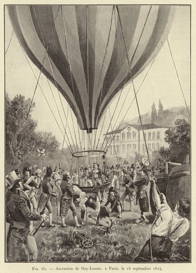 Gay-Lussac mennybemenetele, Párizs, 1804. szeptember 16. (metszet) alkotó: French School