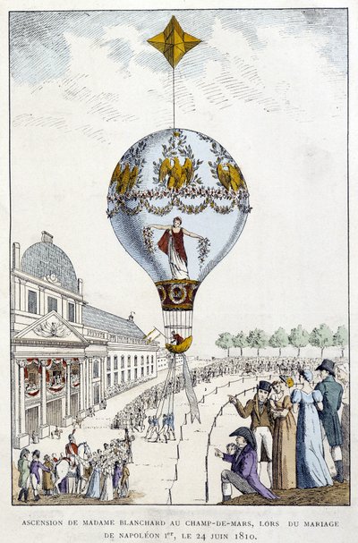 Madame de Blanchard mennybemenetele a Champs-de-Mars-ra, Napóleon esküvőjén június 1-én, június 24-én alkotó: French School