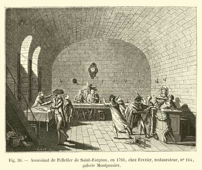 Pelletier de Saint-Fargeau meggyilkolása 1793-ban Fevriernél, restaurátor, 114. szám, Montpensier galéria alkotó: French School
