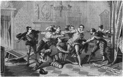 Lotaringiai I. Henrik, a Balafre néven ismert Guise herceg (1550-1588) meggyilkolása, december 23. alkotó: French School