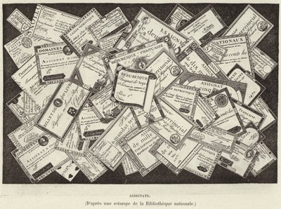 Hozzárendelések. Assignats, a francia forradalom pénzneme (metszet) alkotó: French School