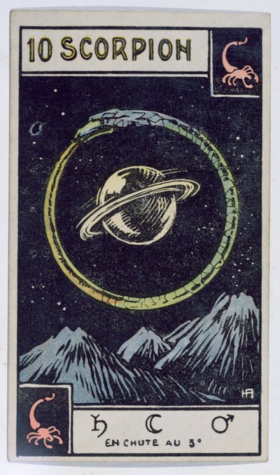 Asztrológiai tarot kártya, amely a Skorpiót ábrázolja alkotó: French School
