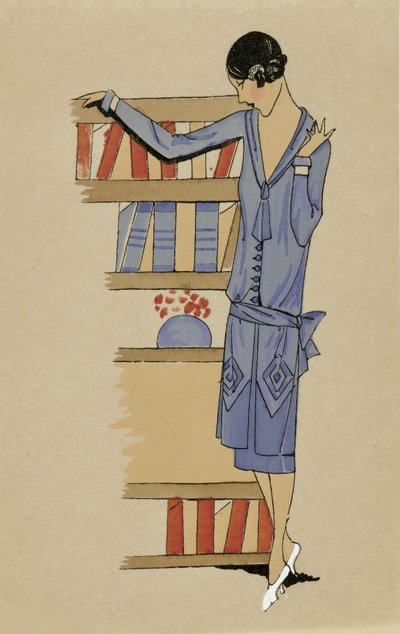 "Otthon", a Costumes Parisien, pub.1925-ből (pochoir print) alkotó: French School