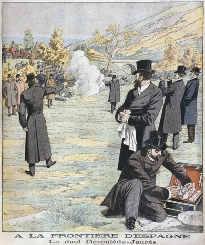 A spanyol határon, párbaj Paul Deroulede és Jean Jaures között, illusztráció a Le Petit Journal: Supplement illustre, 1904. december 18. alkotó: French School