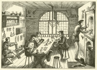 Etienne de Laulne, Stephanus, a tizenhatodik század ötvösének műhelye (metszet) alkotó: French School