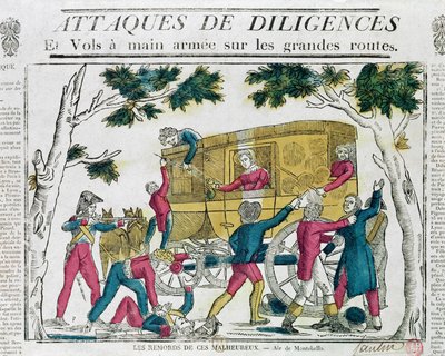 Támadás a Diligence ellen Párizsból Lyonba 1822. július 25-én alkotó: French School