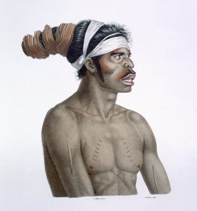 Ausztrál őslakos, egy Cour-rou-bari-gal nevű férfi, Új-Hollandiából, 1812 alkotó: French School