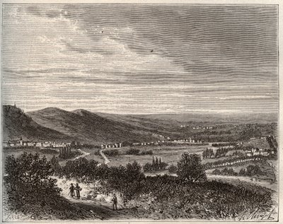 Ay et la montagne de Reims - Marne megye - metszet a „La France illustree: földrajz, történelem, statisztikai igazgatás” című könyvében, V.A. Maláta-barna. 1884 alkotó: French School