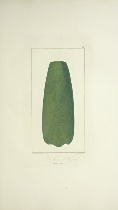 Azték fejsze, illusztráció: Alexander von Humboldt és Aime Bonpland „Kordillerák látképe és Amerika őslakosainak emlékművei” alkotó: French School