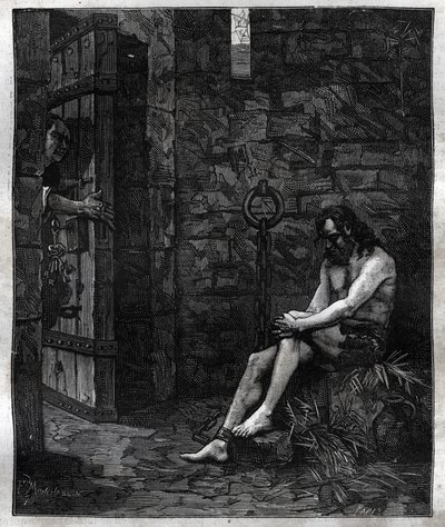 XIII. Lajos által a Bastille-ban bebörtönzött Balufeau – XIII. Lajos (1601-1643) megelégelte, hogy Jacques Baloufeau, dit de Saint-Angel (Szent Angyal) a Bastille-ba helyezte – „Paris a travers les centuries”-ban. alkotó: French School