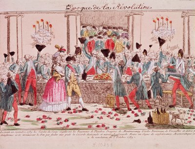 1789. október 1-jén a király testőre tartott bankettet a Flandriai Ezred érkezésének üdvözlésére (metszet) alkotó: French School