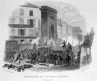 Porte Saint Denis barikádja (1848. június 23.) – a „Fasttes de Gardes Nationales de France”-ban” alkotó: French School