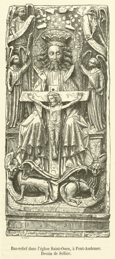 Dombormű a Saint-Ouen templomban, Pont-Audemernél (metszet) alkotó: French School