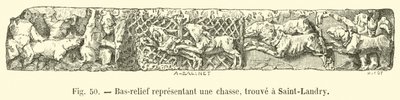 Vadászatot ábrázoló dombormű, amelyet Saint-Landry-ben találtak alkotó: French School