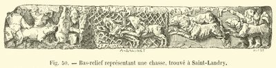 Vadászatot ábrázoló dombormű, amelyet Saint-Landry-ben találtak alkotó: French School