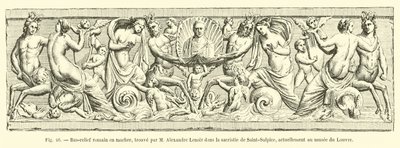 Márvány római dombormű, amelyet M. Alexandre Lenoir talált a Saint-Sulpice sekrestyében, jelenleg a Louvre Múzeumban alkotó: French School