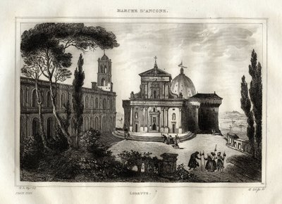 Basilica della Santa Casa - Loreto - Lorette-szentély - Loreto - Loreto-i Boldogasszony-bazilika - Loreto Szent Háza vagy Názáreti Ház - Metszet a „festői Olaszországból” – Olaszország történelmi és leíró festménye”, M. de Norvins, Ch. N alkotó: French School