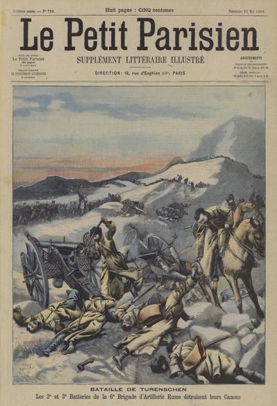 Yalu folyó csata, orosz-japán háború (színes litho) alkotó: French School
