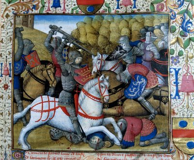 Lovagok csatája Miniatűr Charles of Maine-i mester „Tristán regénye” című kéziratából alkotó: French School