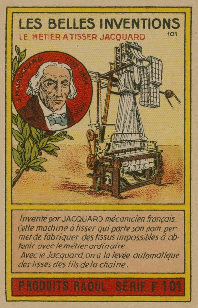 Gyönyörű találmányok kártya, Jacquard szövőszék alkotó: French School