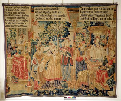Benigne de Cirey és Susanna Bathing, bal oldali panel a Susanna történetéből alkotó: French School