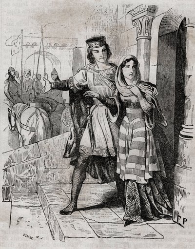 Montfort Bertrade (1070-1117) Franciaország királynője I. Fülöp francia királlyal - - Anquetil „Histoire de France” című művében. 19. század. alkotó: French School