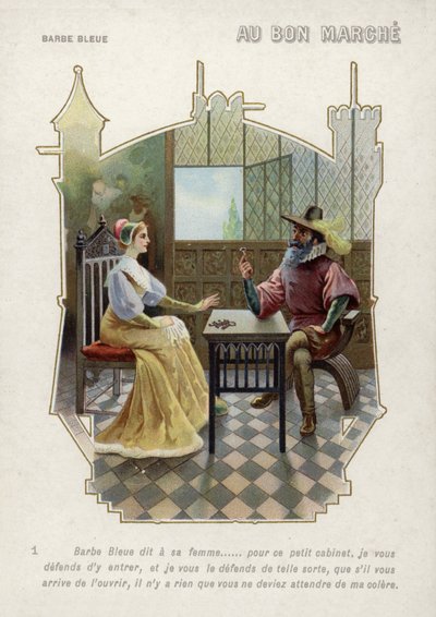 Kékszakállú megtiltja feleségének, hogy belépjen a szobájába (chromolitho) alkotó: French School