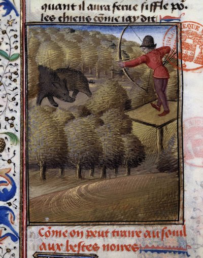 Vaddisznóíjvadászat – Gaston Phoebus, Foix grófja, Béarn lordjának „” Vadászkönyvében” alkotó: French School