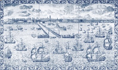 Dunkerque-i bombázás 1695. augusztus 11-én (kerámia) alkotó: French School